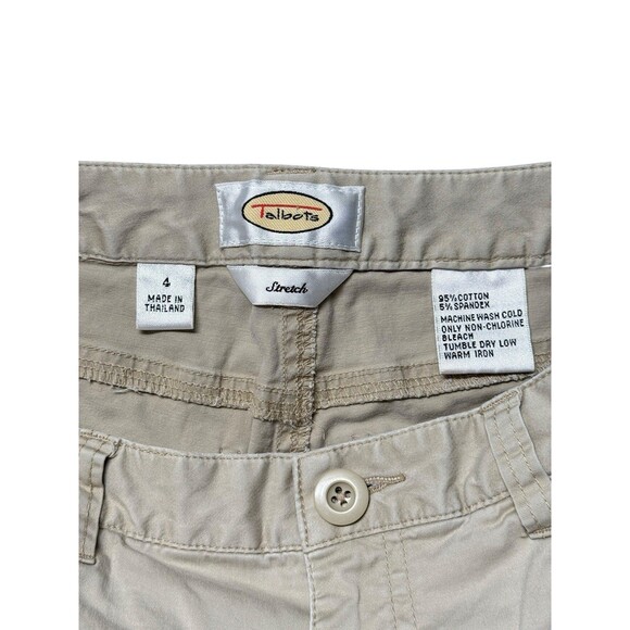 Talbots Women’s Stretch Straight Leg Pants Size 4 Beige Mid Rise Cotton Blend - Picture 3 of 7
